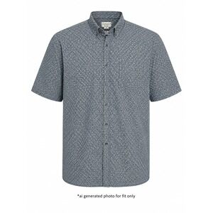 Knightsbridge Shirt Mens 3X Blue Geometric Medallion Print Cotton‎ Short Sleeve